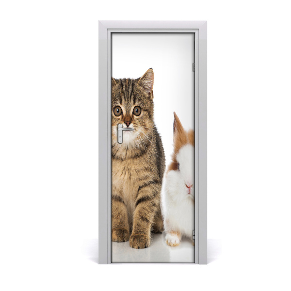Fototapeta samolepiace na dvere Mačka a králik