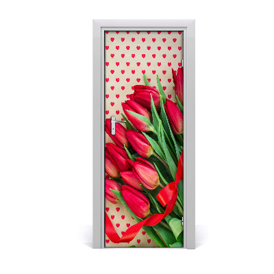 Fototapeta samolepiace na dvere Červené tulipány