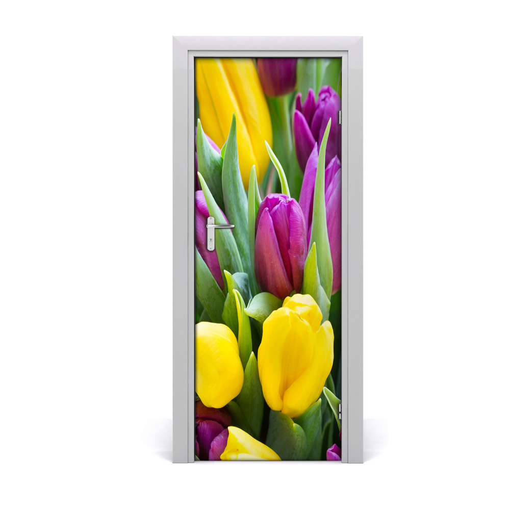 Fototapeta na dvere Farebné tulipány