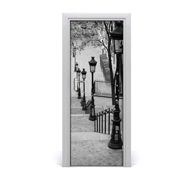 Fototapeta na dvere Schody a pouličné lampy