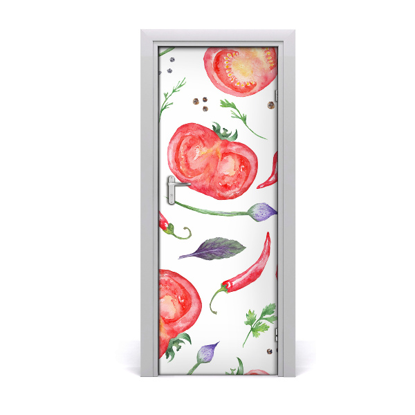 Fototapeta na dvere Zelenina chilli paradajky