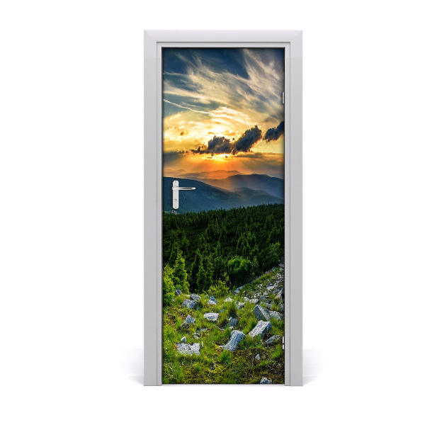 Fototapeta samolepiace na dvere Západ slnka v horách
