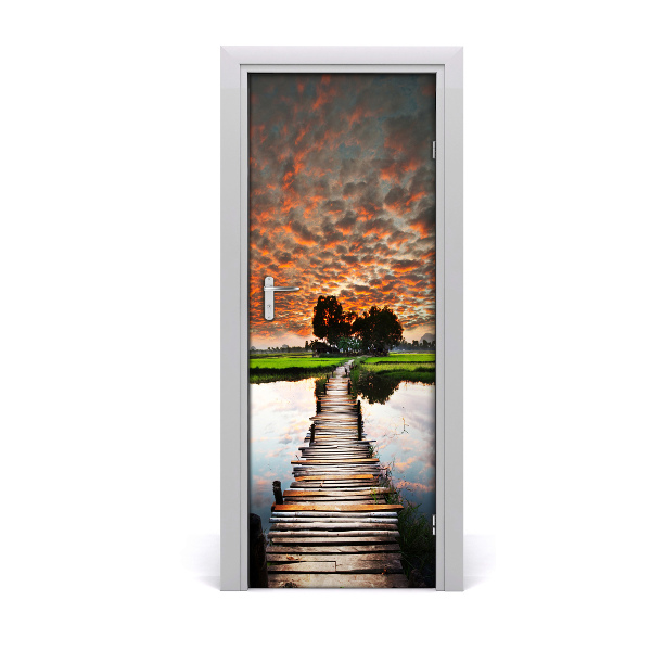 Fototapeta samolepiace na dvere Jazero most strom
