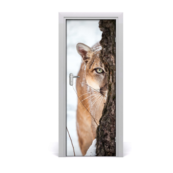 Fototapeta na dvere Horská puma sneh