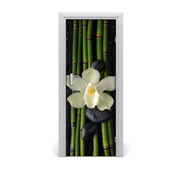 Fototapeta na dvere Orchidea bambusové kamene