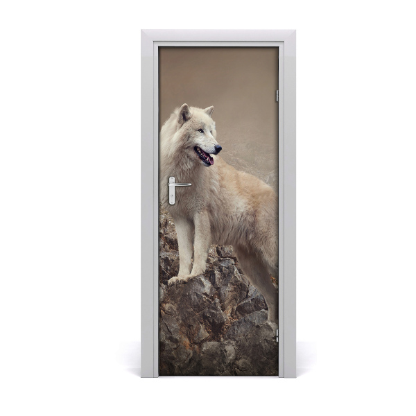 Fototapeta samolepiace na dvere Vlk na skale