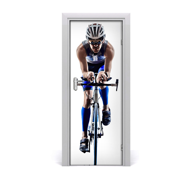 Fototapeta na dvere Šport Cyklista biele pozadie