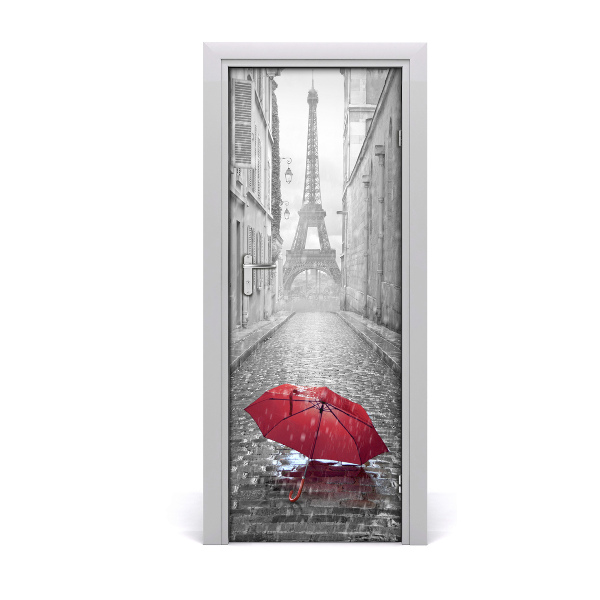 Fototapeta samolepiace na dvere Červený dáždnik Paríž