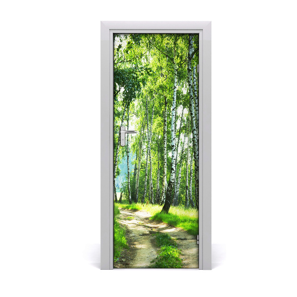 Fototapeta na dvere Zelený brezový les