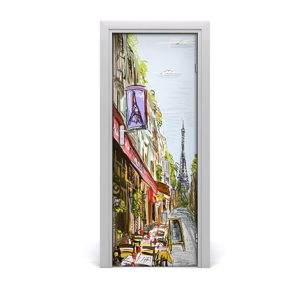 Fototapeta na dvere Kresba Eiffelovej veže a ulice