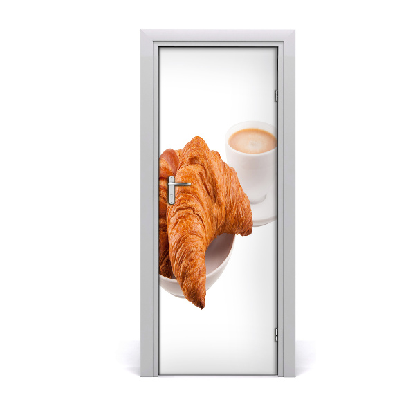 Fototapeta na dvere Croissant a káva