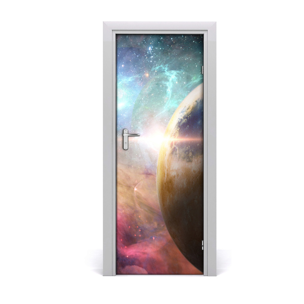 Fototapeta samolepiace na dvere Planéta Zem na pozadí galaxie