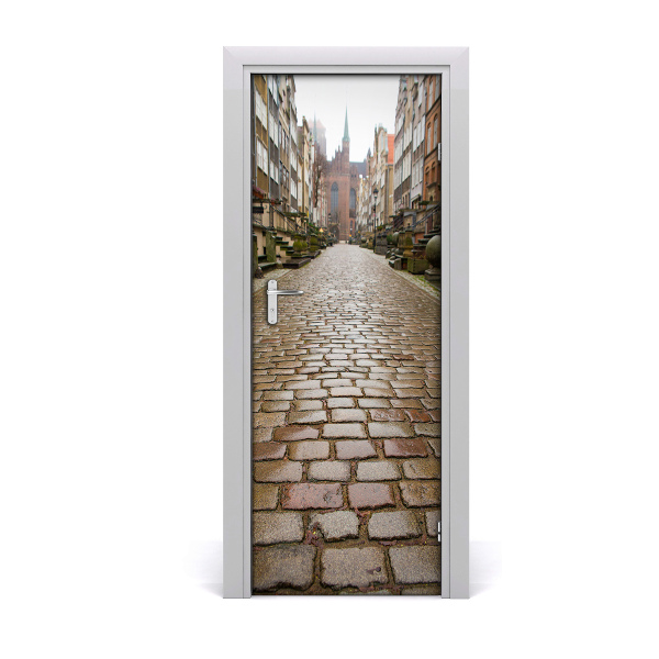 Fototapeta na dvere Gdanská dláždená ulica