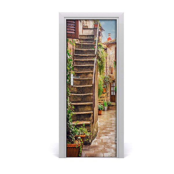 Fototapeta samolepiace na dvere Kamenné schodisko na krásnej ulici