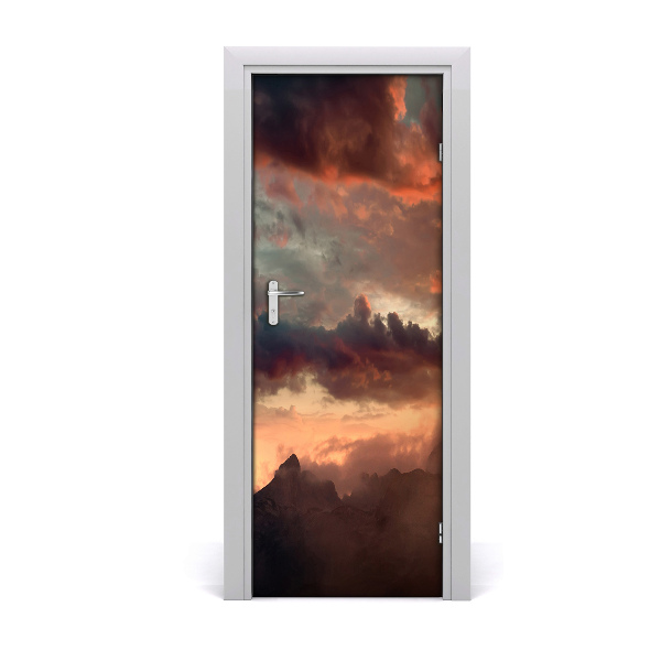 Fototapeta na dvere Západ slnka červené hory