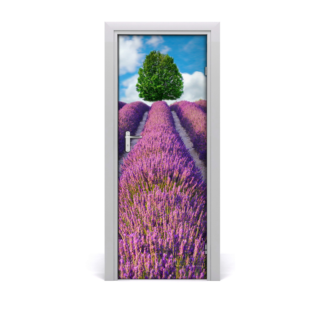 Fototapeta na dvere Levanduľové pole a zelený strom