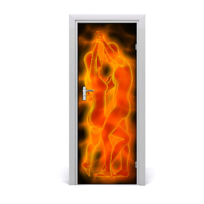 Fototapeta samolepiace na dvere Tancujúci oranžový pár