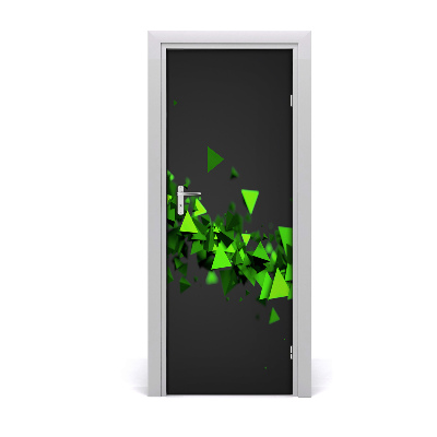 Fototapeta na dvere Zelené trojuholníky na čiernom pozadí