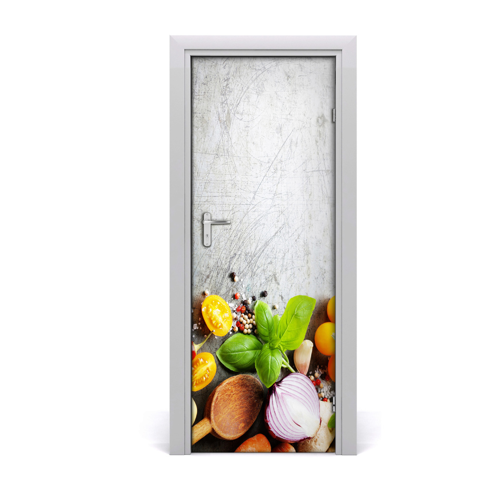 Fototapeta na dvere Zelenina korenie bylinky