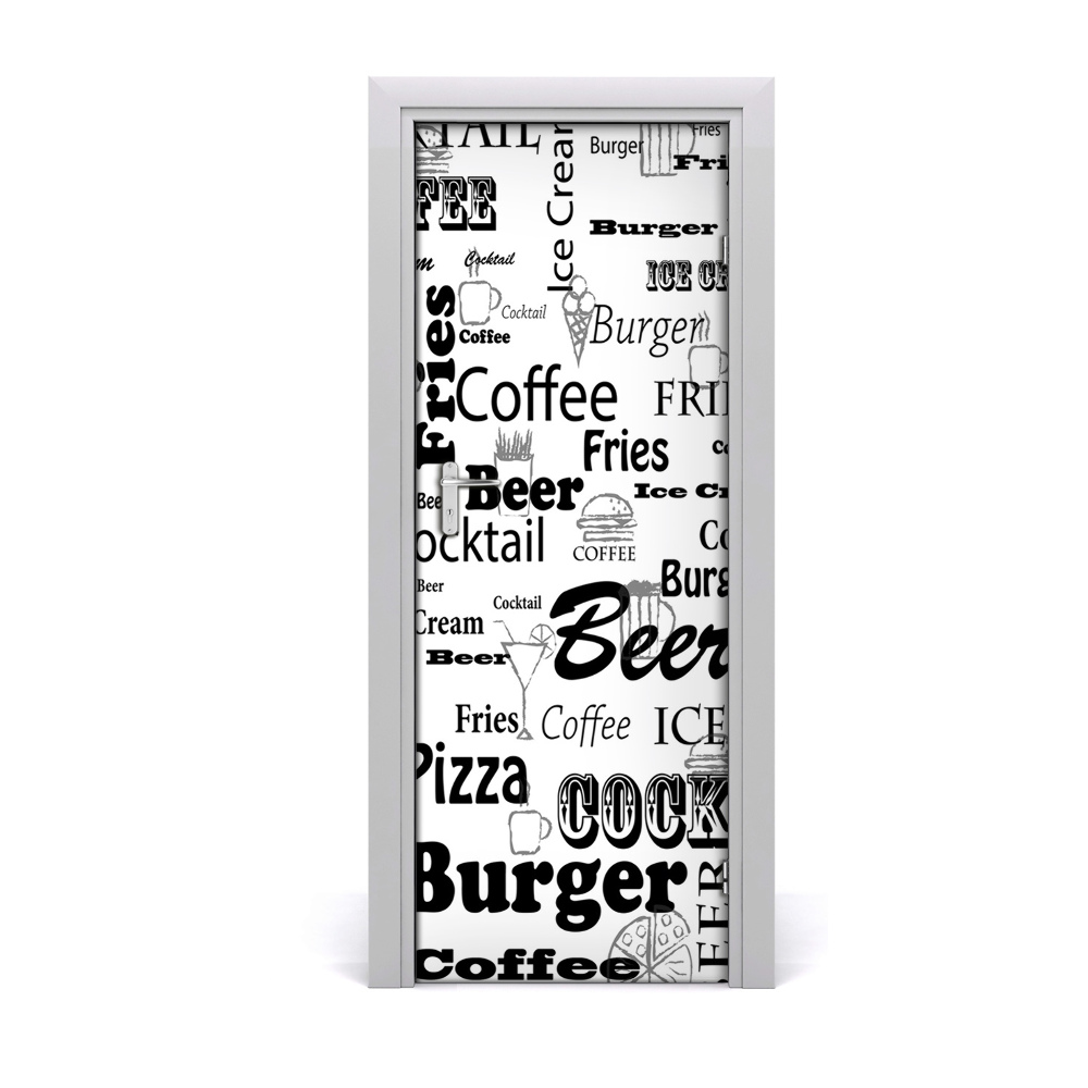 Fototapeta samolepiace na dvere Jedálny lístok reštaurácie čiernobiely