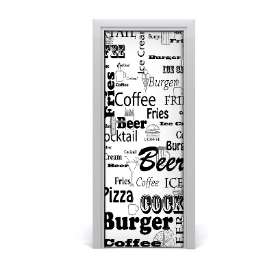 Fototapeta samolepiace na dvere Jedálny lístok reštaurácie čiernobiely