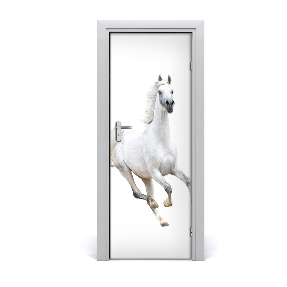 Fototapeta samolepiace na dvere Biely kôň v cvale