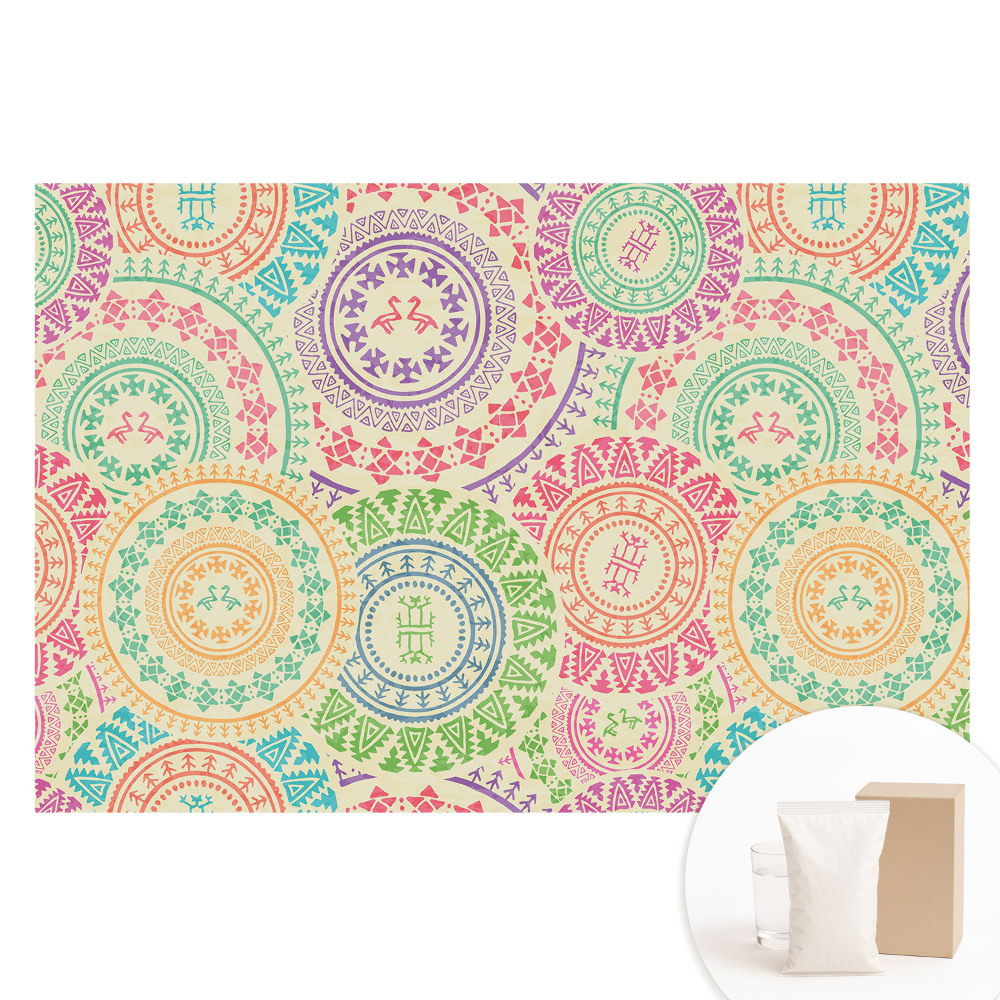 Netkaná fotografická tapeta Mandaly v boho štýle v pastelových farbách