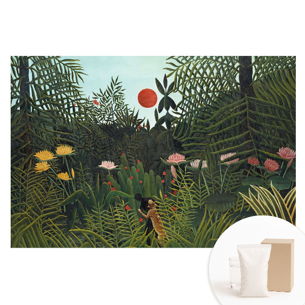 Fototapeta na netkanej textílii Figúrka slnka v tropickej džungli