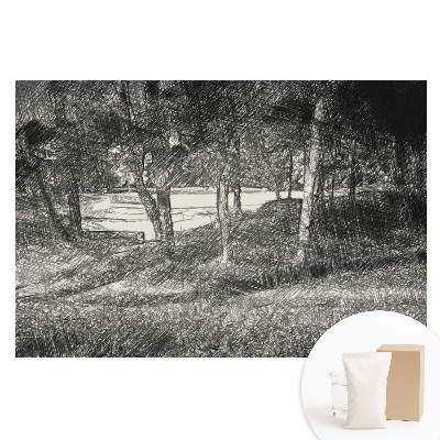 Veľkoplošná fototapeta na stenu s motívom krajiny so stromom a riekou pre pokoj a harmóniu