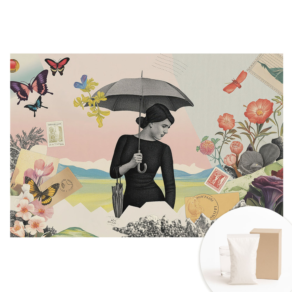 Netkaná tapeta s potlačou Farebná koláž retro surrealizmu