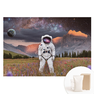Fototapeta na netkanej textílii Surrealistický astronaut v horách