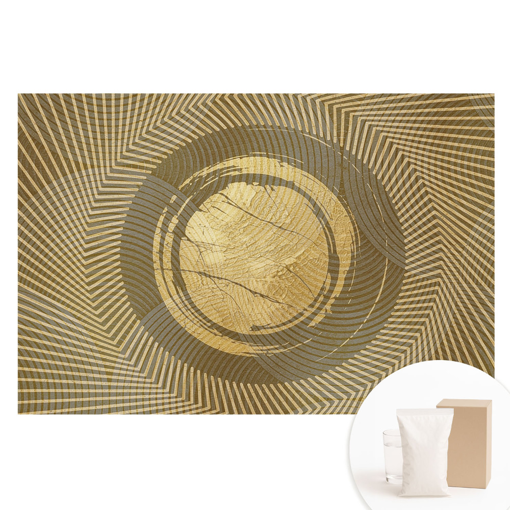 Veľkoplošná fototapeta na stenu s motívom geometrickej abstrakcie v odtieňoch žltej