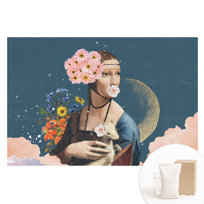 Netkaná tapeta s potlačou Kvetinový surrealistický portrét