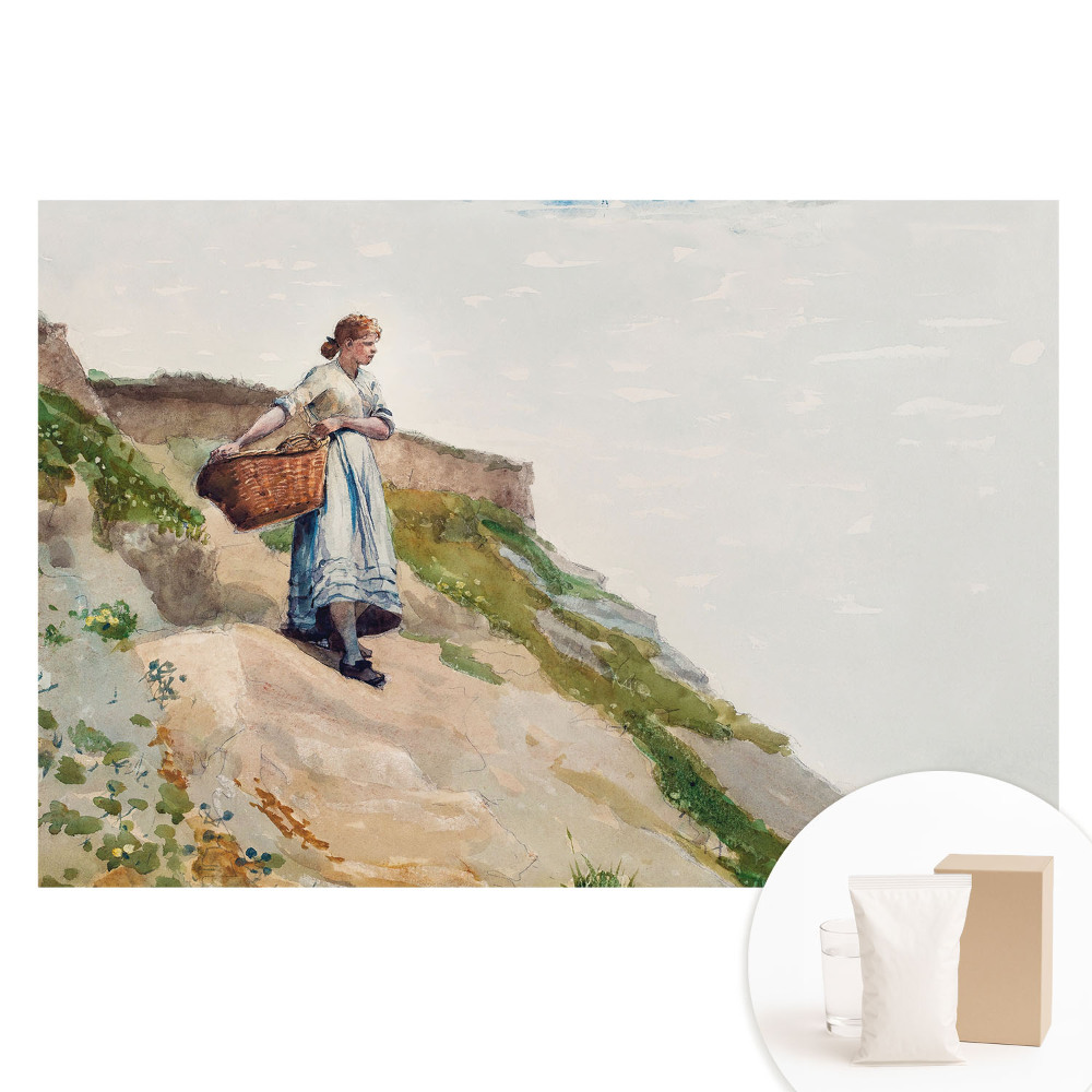 Netkaná tapeta Žena s košíkom na svahu