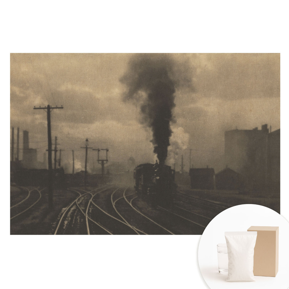 Netkaná tapeta s potlačou Priemyselná kompozícia s vlakom a továrňami