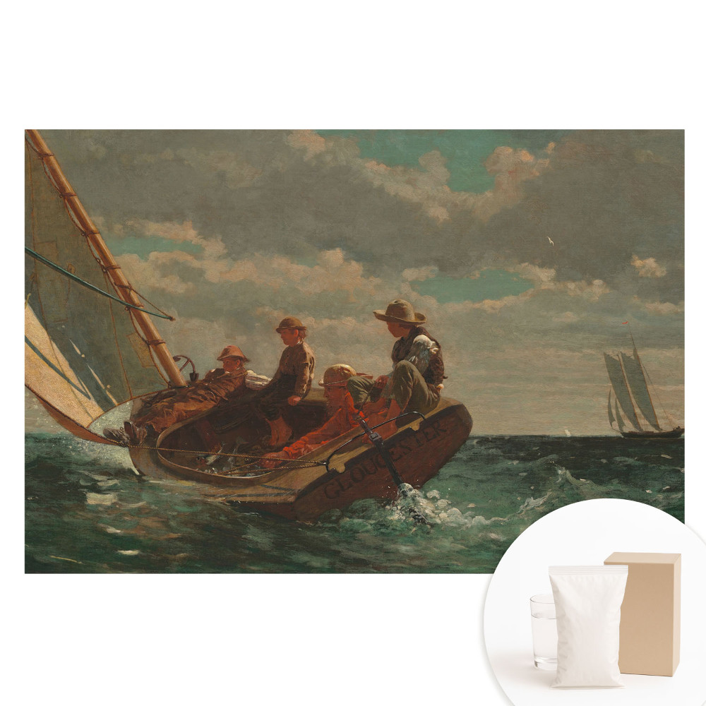 Veľkoplošná fototapeta na stenu Loď v rozbúrenom mori so skupinou ľudí