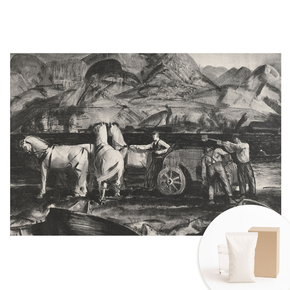 Netkaná tapeta Horská práca s koňmi