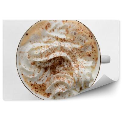 Fototapeta na stenu Káva šľahačka posypaná kakaom biele pozadie