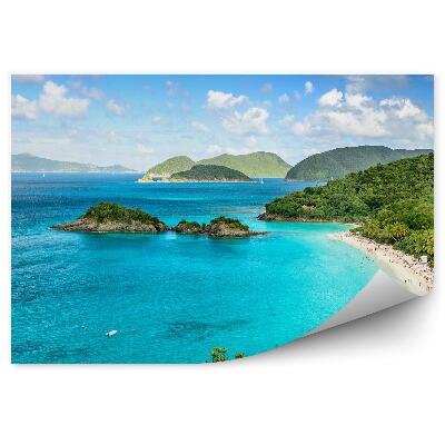 Fototapeta na stenu Modrá voda zelené ostrovy plážovníci