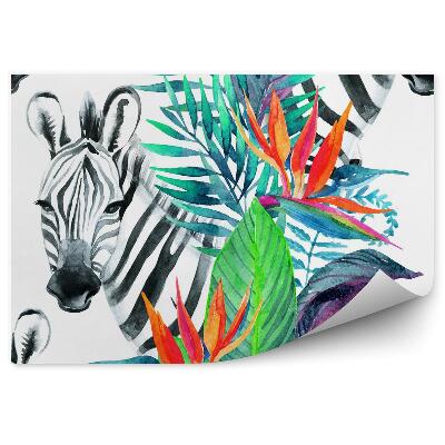 Fototapeta Kvetinový vzor a zebra na bielom pozadí