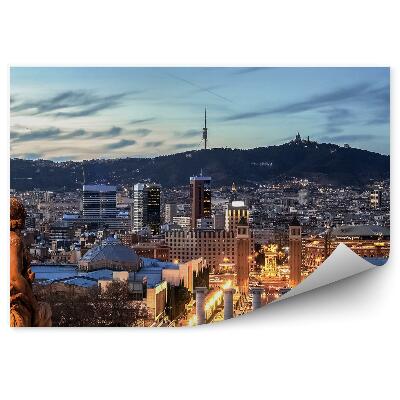 Fototapeta Barcelona budovy cesta ľudia autá nočný pohľad