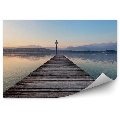 Fototapeta Drevené mólo jazero hory