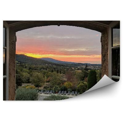 Fototapeta Okno s výhľadom na kopce lesná zeleň