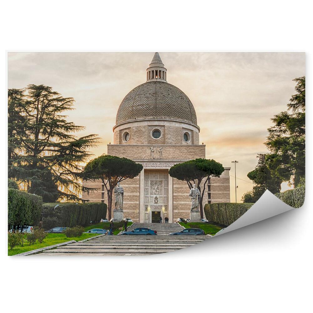 Fototapeta na stenu Kostol Santi Pietro e Paolo Rím Taliansko stromy autá