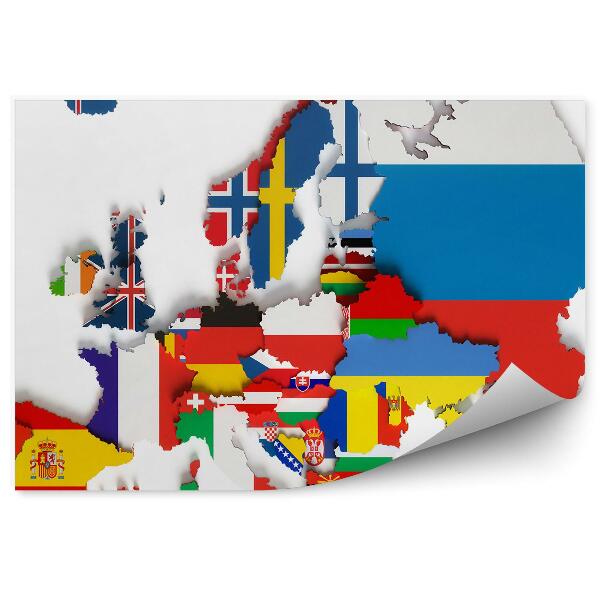 Fototapeta na stenu Mapa kontinentu Európa vlajky krajín