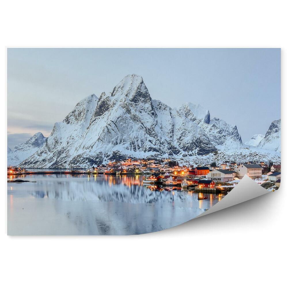 Fototapeta Ostrovy Lofot Sneh Hory Mesto