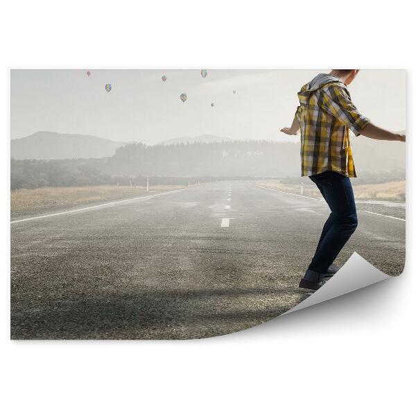 Fototapeta Skater cestni skateboard nebo trava baloni