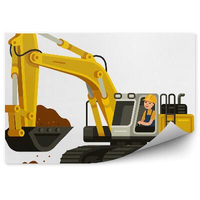 Fototapeta Stavebné rýpadlo robotník výkopové práce biele pozadie