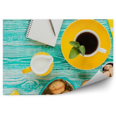 Fototapeta Hrnček šálka čierna káva košíčky košíčky kvety