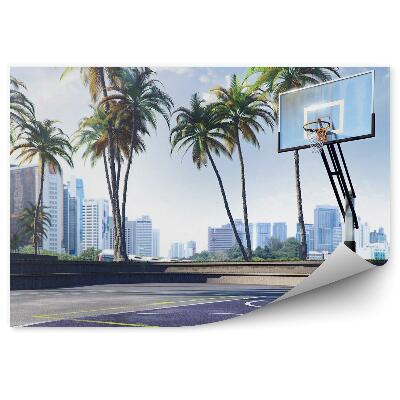 Fototapeta Košarkarsko igrišče palme nebotičniki
